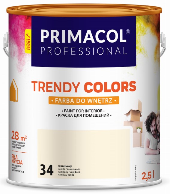 Farba akrylowa Trendy Colors 2,5 l mat waniliowy do ścian i sufitów